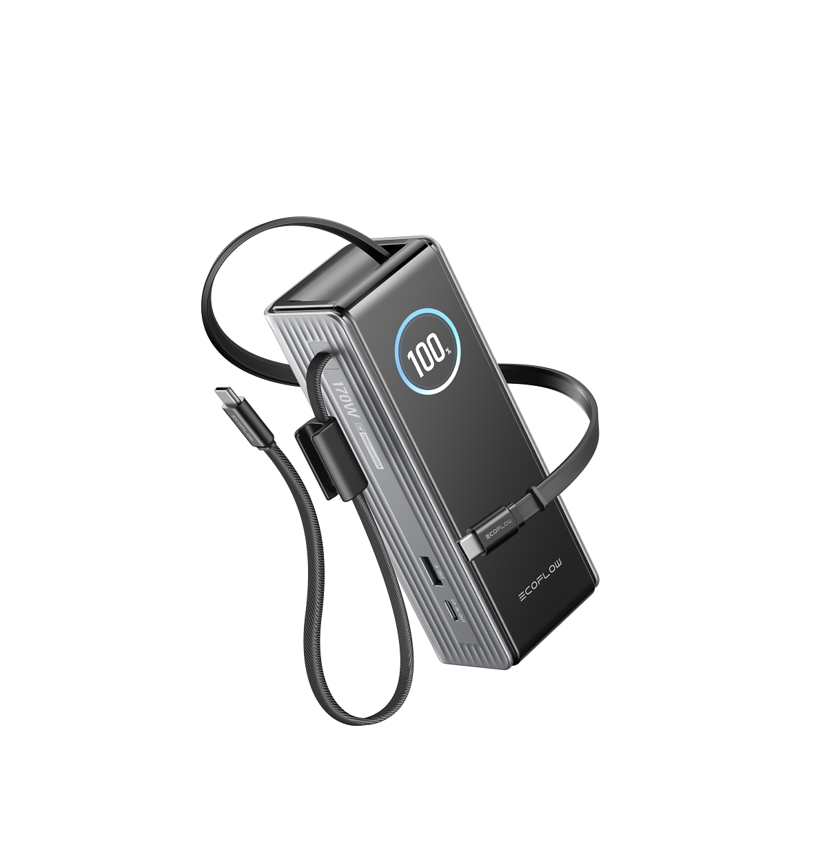 Powerbank RAPID 25K mit integriertem Kabel silber