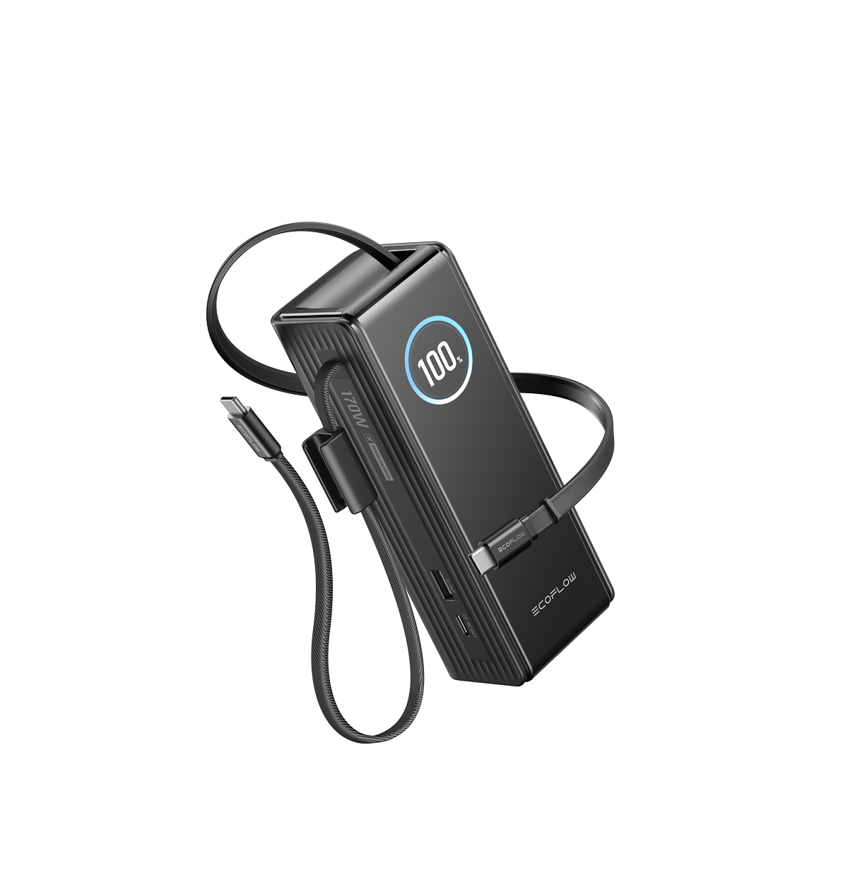 Powerbank RAPID 25K mit integriertem Kabel schwarz