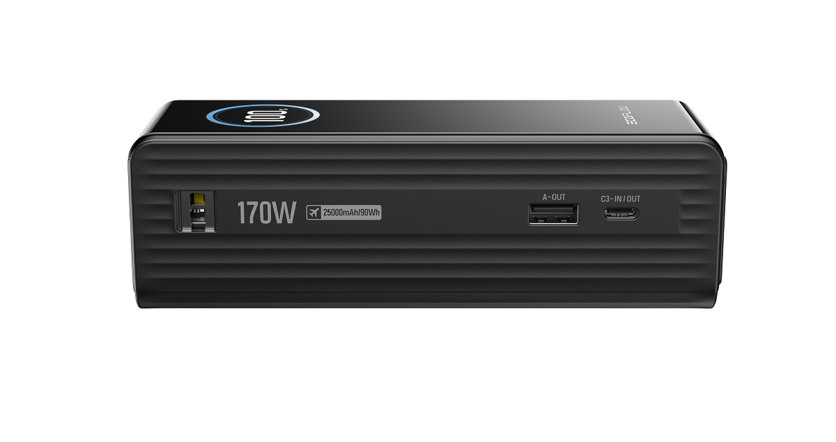 Powerbank RAPID 25K mit integriertem Kabel schwarz